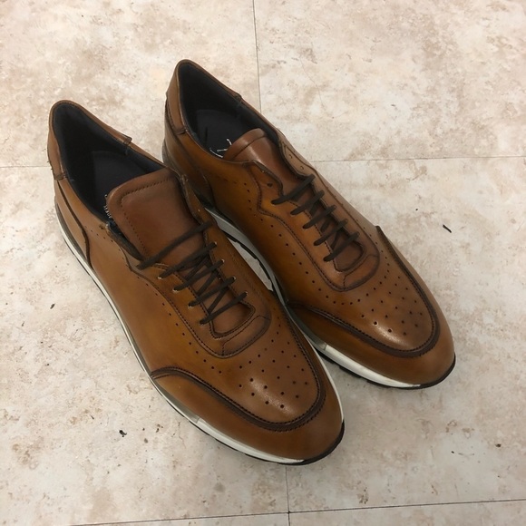 Duca shoe casual sneaker Italian leather cognac 11 - Picture 1 of 6